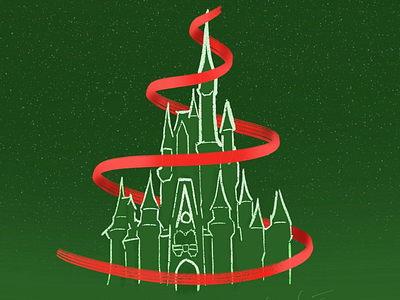 Christmas Magic Kingdom christmas christmas tree cinderella castle disney disney world illustration magic kingdom mickey