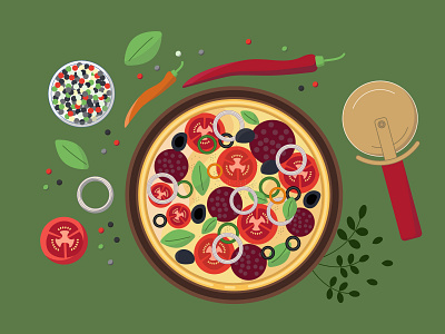 Traditional pizza design illustration pizza