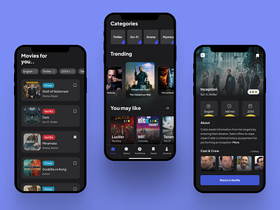 Movyes- Movie and Webseries App app dark figma filters iosui minimal movie movieapp remoteui ui uicasestudy uidesign uipresentation uiuxdesigners uxuicasestudy webseriesapp