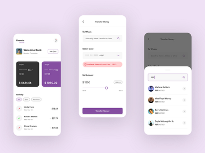 Financio-Payment UI Concept app design finance app mobile payments payments app ui ui concept ui design
