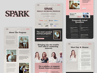 Spark Female Founders Program Website about about page brand design brand identity design event event branding landing page landing page design landingpage mentors minimal program ui ux web web design website design