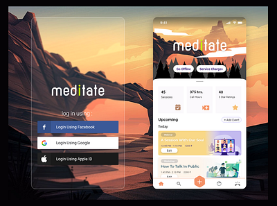 Meditation and relaxing app adobe illustration