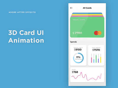 3D Card UI Animation adobe effects figma