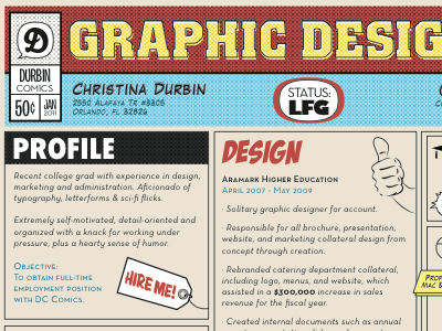Resume, first draft comic resume typography