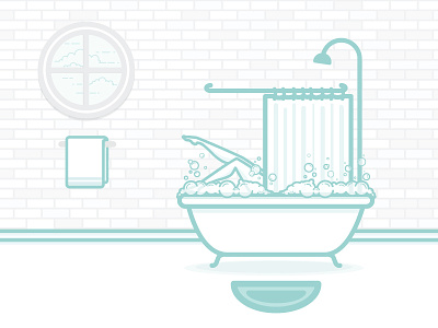 Bubble bath bath bathroom bubbles flat illustration towel vector