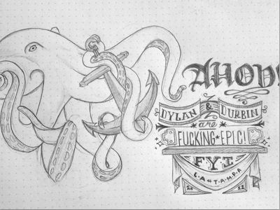 Doodling nautical nonsensicality collaboration octopus sketch typography