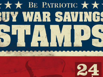 USA Propaganda header patriot red white and blue typography