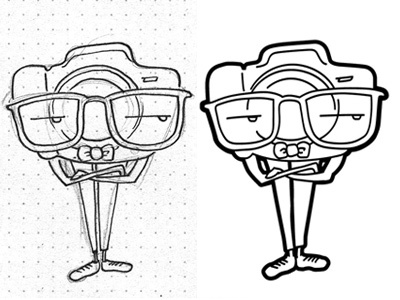 DSLHipster camera character dslr hipster illustration process sketch