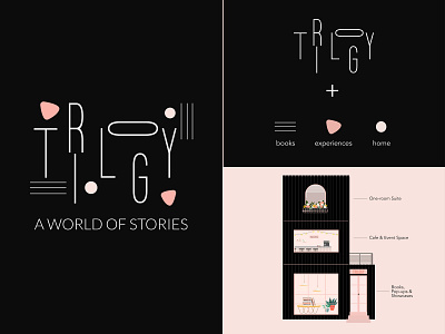 Trilogy: A Conceptual Book Store bookstore branding design identity design illustration logo logodesign typography