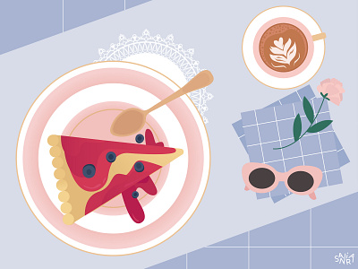 Cheesecake and Coffee Illustration