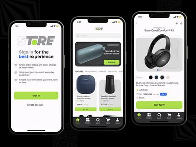 Electronic Store Mobile App app app design e commerce electronic headphones marketplace mobile mobile app speaker store uiux web design welcome page