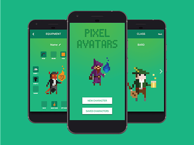 Pixel Avatars android avatars concept app dungeons and dragons illustration pixel art