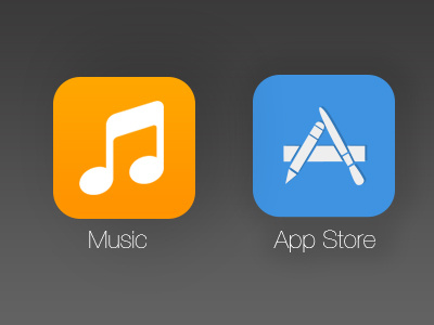 Music & App Store (iOS 7 redesigns) - thespoondesign app store app store icon ios 7 ios 7 icons ios 7 redesign music music icon