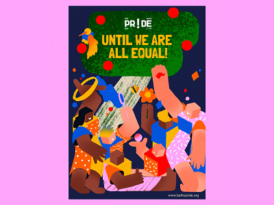 Until we are all equal bright colorful dynamic gay gaypride happiness illustration lgbt poster pride