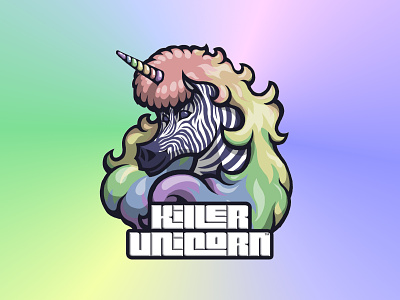 Killer Unicorn 80s design illustration mullet pop sticker sticker design unicorn