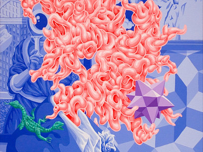Eidozoa - Acrylic on canvas acrylic acrylic on canvas blue canvas fine art painting pink portrait surreal surrealism
