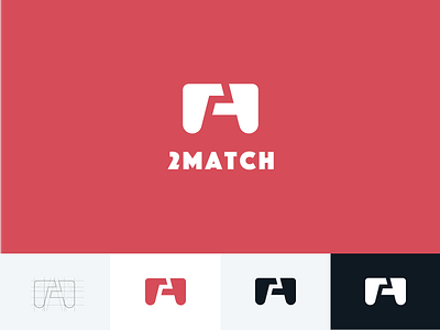 2MATCH app brand branding fun games games logo golden grid icon joystick logo match ratio