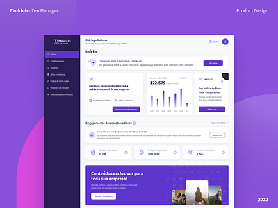 Zen Manager - Dashboard admin panel app b2b backoffice damin dashboard design health mental product design ui web