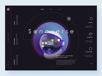 Songverse VR - Landing Page app ar author cosmic design illustration music space ui virtual reality vr web