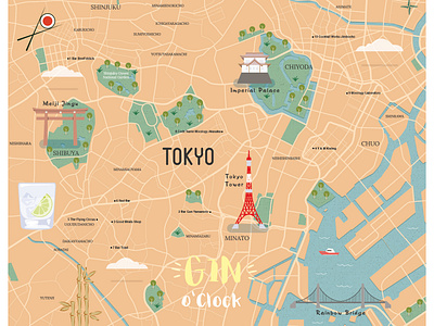 Tokyo Illustrated Map adobe illustrator city guide illustrated map illustration map travel vector illustration