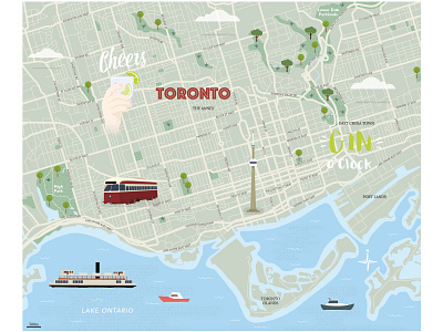 Toronto Map illustrated map adobe illustrator city guide feature illustrated illustrated map map maps travel vector