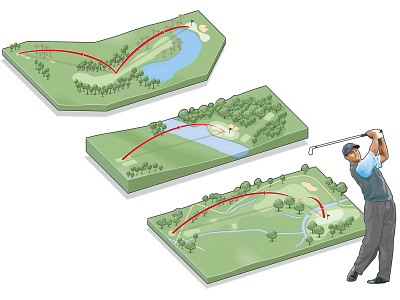 Golf Holes graphic adobe illustrator course diagram explanatory golf graphic holes illustration infographic map overview shots vector illustration