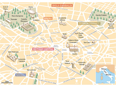 Milan city guide Map adobe illustrator city clear guide illustrated illustrated map italy map maps milan poi travel traveling vector vector illustration