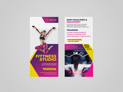 FITNESS RACK CARD / DL FLYER advertising branding business flyer company creative design dl flyer door hanger double sided fitness flyer gym flyer handout leaflet modernism rack card