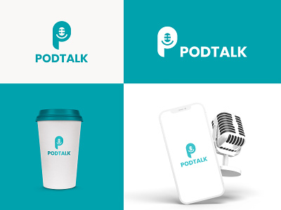 Letter P + Microphone (Podcast) Logo Design