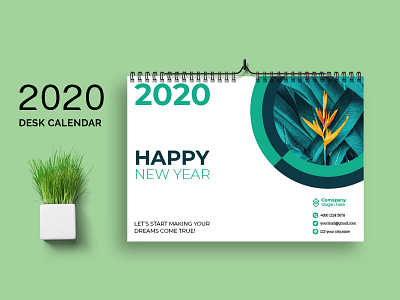 2020 Desk Calendar 12 months 2020 calendar company creative design desk calendar happy new year printable year