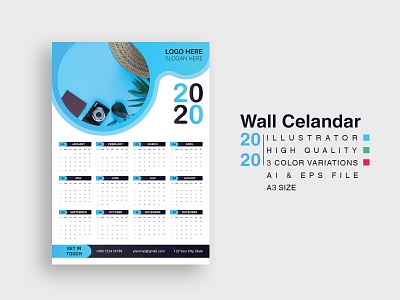 2020 Wall Calendar Template.