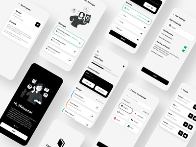 Vocabulary App Design Concept adobe xd app black and white app clean and modern app ui ux design dictionary app figma figma expert freelance ui ux designer minimal app design mobile mobile app design modern design quiz app design ui ux vocabulary app design web design