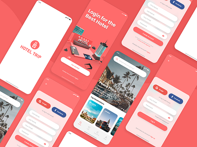 Hotel Booking App - Mobile Concept 3d android app app design booking app creative design figma hotel app hotel booking illustration ios minimal mobile app product design room travel trending ui ux