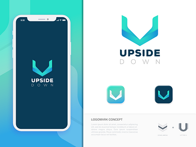 Upside Down letter word logo design & Brand identity app icon