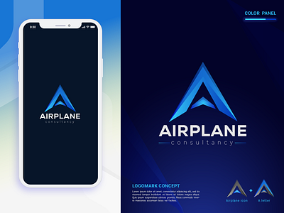 A letter logo design for Airplane Consultancy Brand Company mark