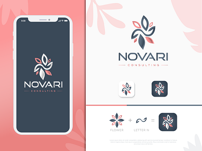 Non profit company logo design app icon design N letter + flower