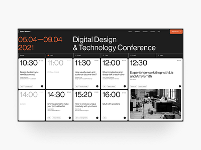 Digital Design & Technology Conference black clean composition design desktop grid interface layout minimal minimalism schedule typography ui ux web webdesign website