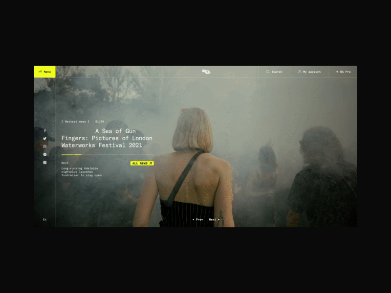 Resident Advisor animation article behance concept design desktop magazine minimalism music news newspaper nightclub slider ui uianimation uidesign ux web webdesign website