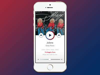 Daily UI #9 - Music Player daily ui dolly parton mobile app music player