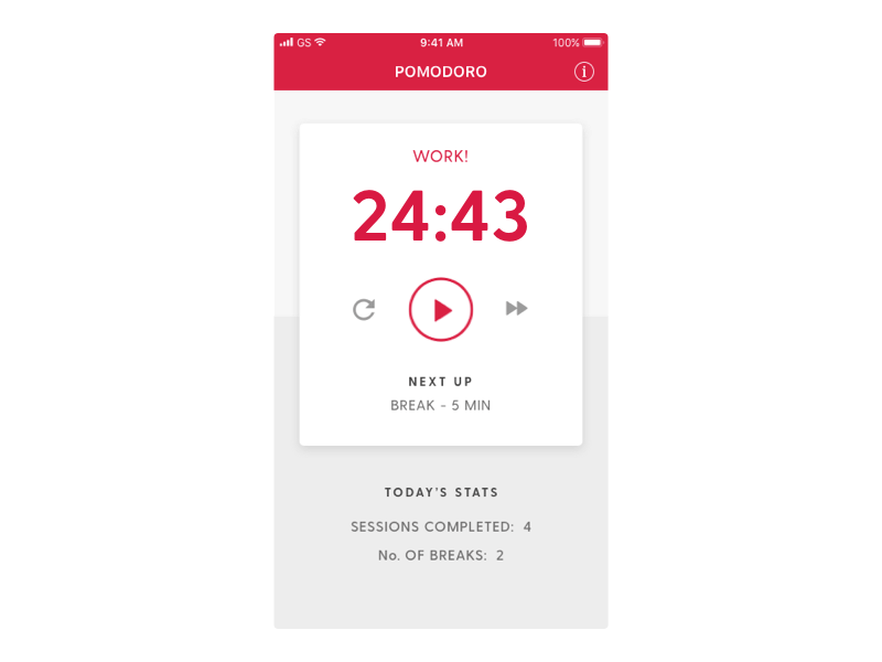 Daily UI #14 - Countdown timer dailyui mobile app pomodoro principleformac timer