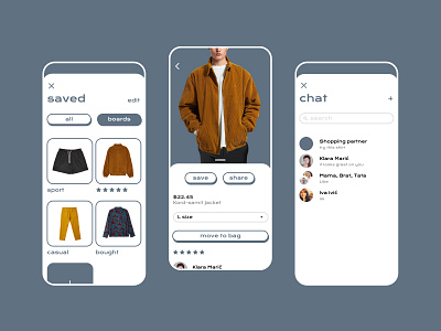 Hanger - save and share app avatar chat design save share shop shopping ui ux webshop wishlist