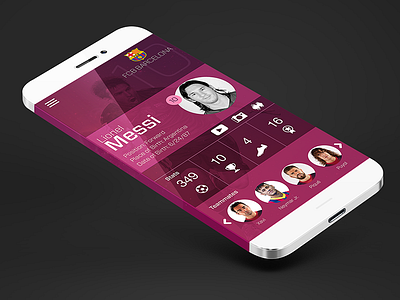 Soccer Futbol App - FCB Barcelona - Messi app argentina design fifa flat futbol soccer sports stats