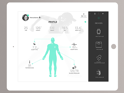 Health UI Kit Dashboard - Profile analytics clean data fitbit flat health kit profile simple ui