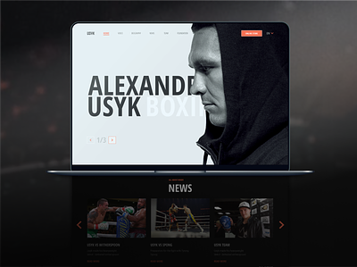 Alexander Usyk web-site boxer boxing design figma minimal simple ui