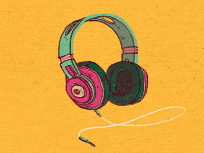 Daily Doodle #3 beats bose headphones music palette vintage yellow