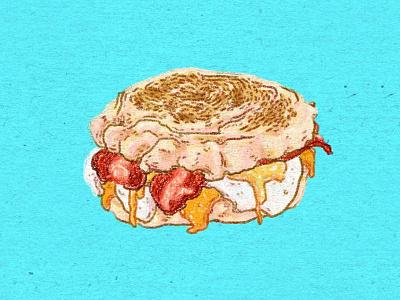Daily Doodle #25 bacon breakfast cheese daily doodle egg english muffin food illustration sandwich