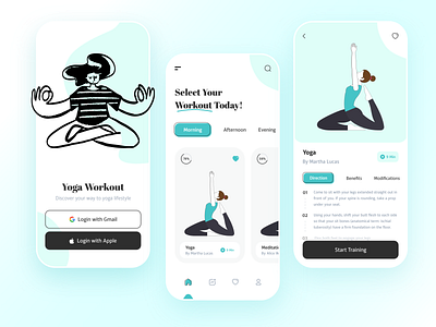 Yoga App Design app design illustration illustrator typography ui uiux ux vector yoga app