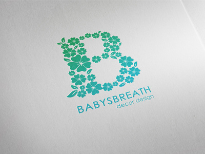 BabysBreath Logo b floral flower green logo design