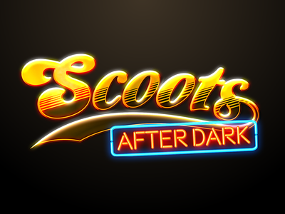 Scoots After Dark cheers logo neon twitch