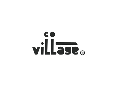Co village black branding icon logo mark minimal rock symbol typography white